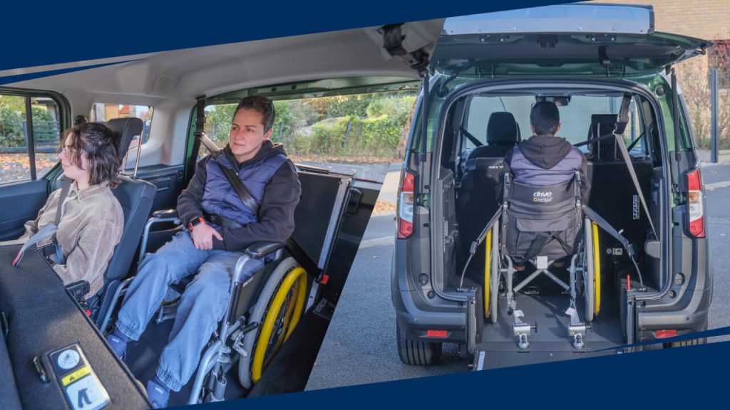 L'aménagement handicap du Tourneo Courir permet d'accueillir une personne en fauteuil roulant