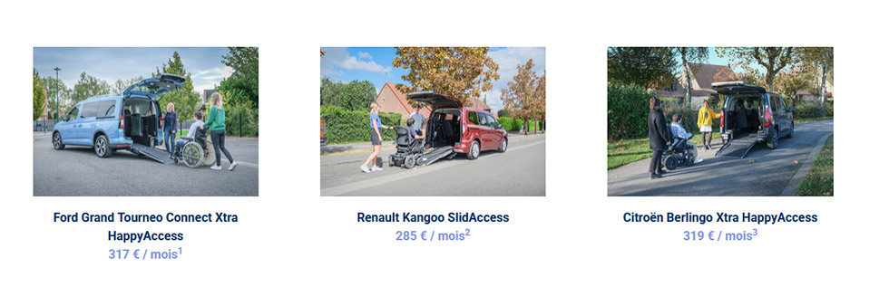 Quelques exemples de tarifs en LOA pour des véhicules accessibles chez Handynamic !