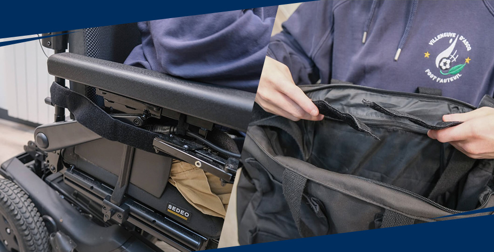 fixation velcro sac fauteuil roulant stable mousse anti-escarres